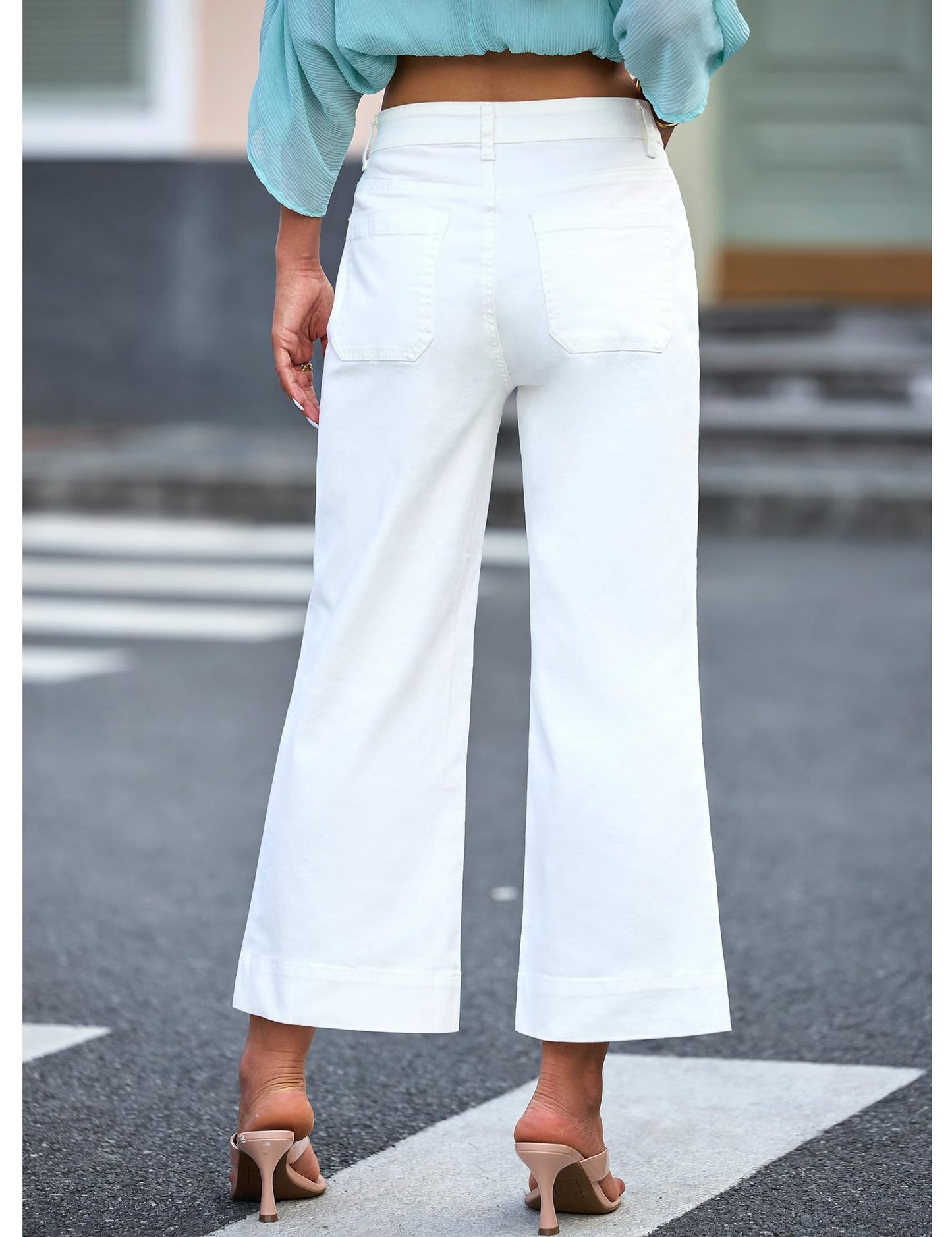 Loose Thin Wide Leg Straight Pants Washed Jeans Nine Pants