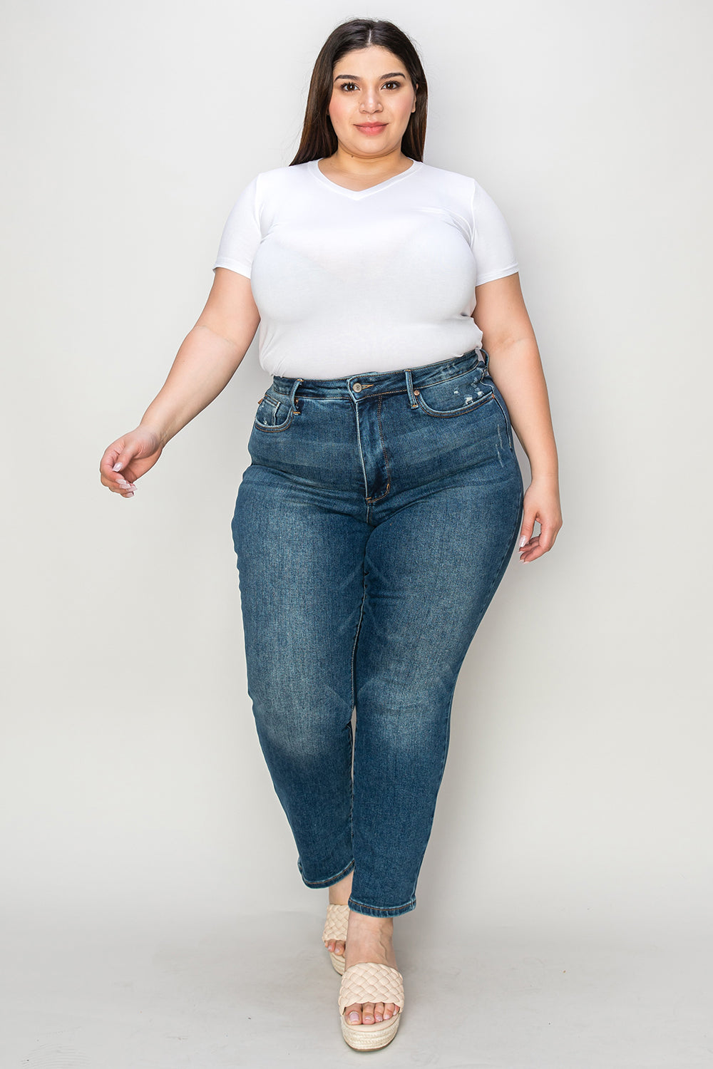 Full Size Tummy Control High Waist Slim Jeans