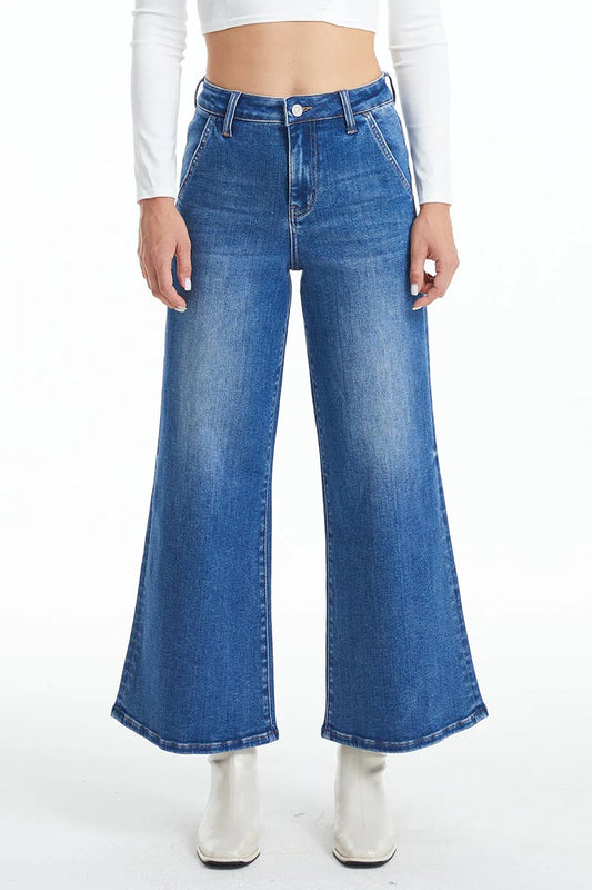 Stretchy Sweet High Waist Carpenter Wide Flare Jeans