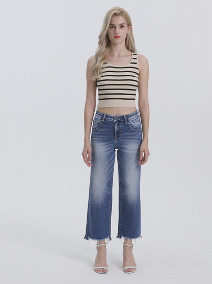 High Rise Straight Cropped Jeans