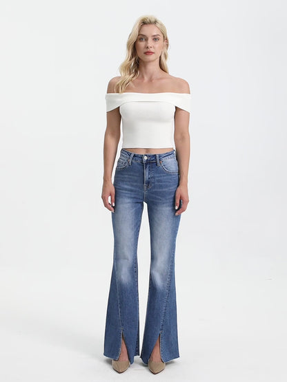 Stretchy Southern High Waisted Flared Jeans