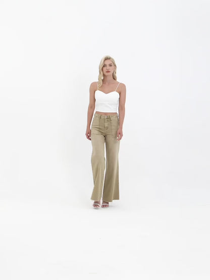 Utility Patch Pocket High Rise Wide Leg Jeans