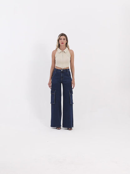 High Rise Wide Leg Flare Jeans